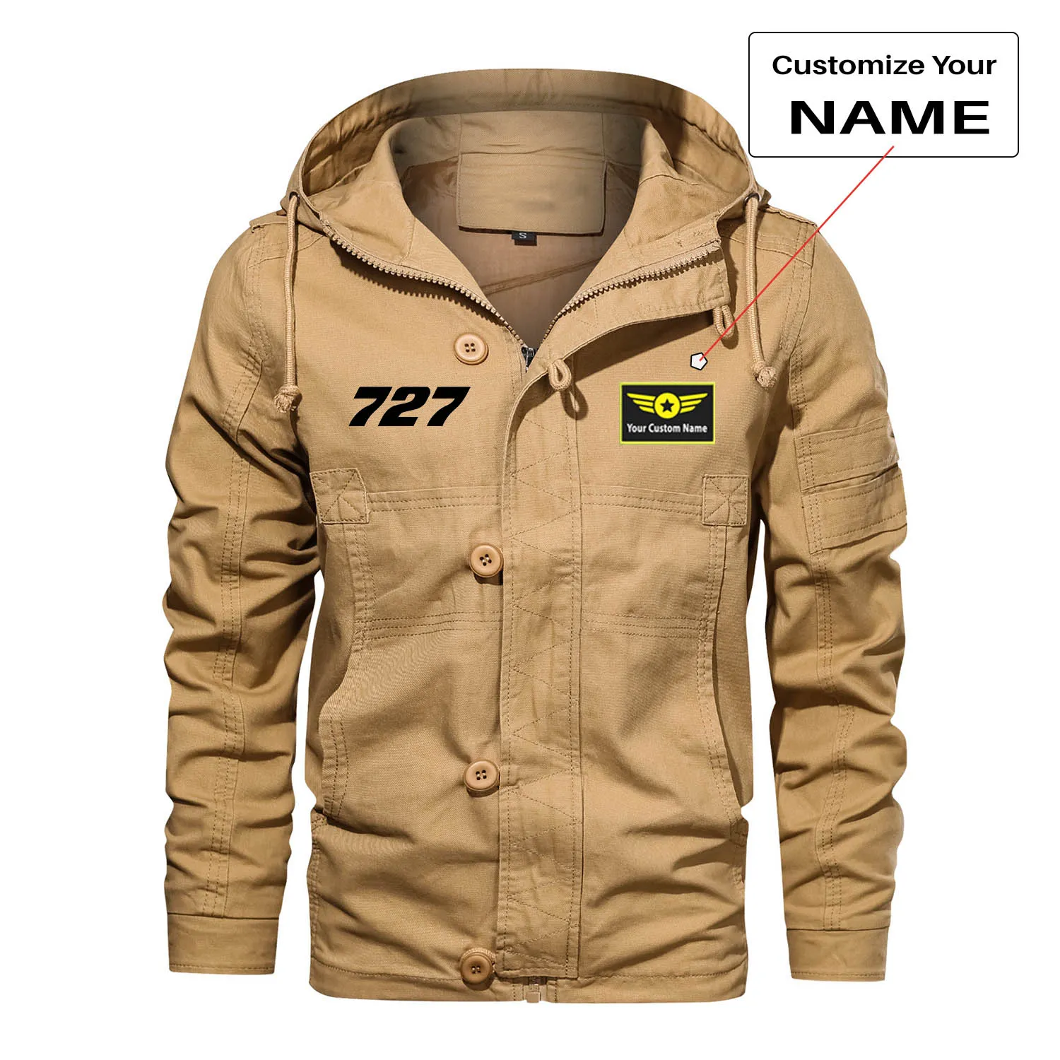 727 Flat Text Designed Cotton Jackets