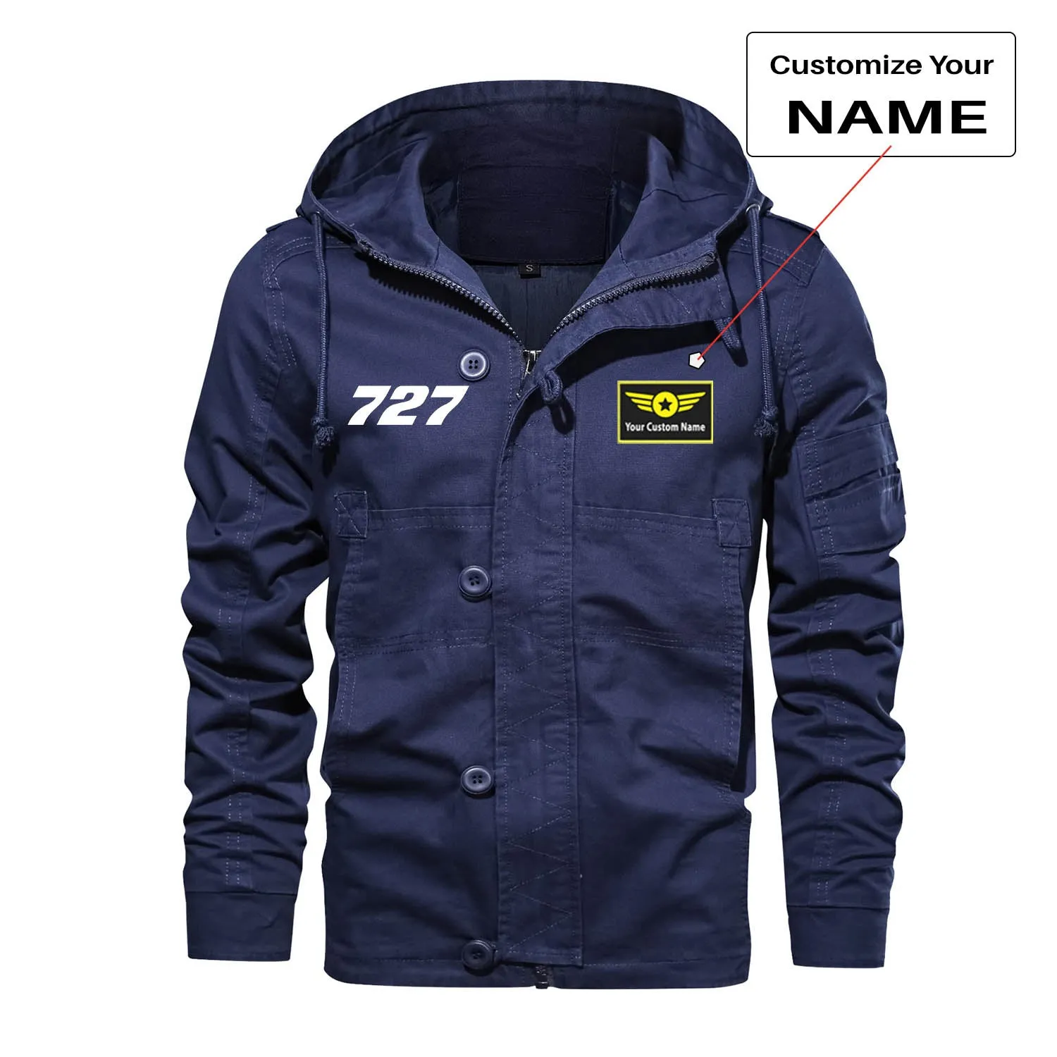 727 Flat Text Designed Cotton Jackets