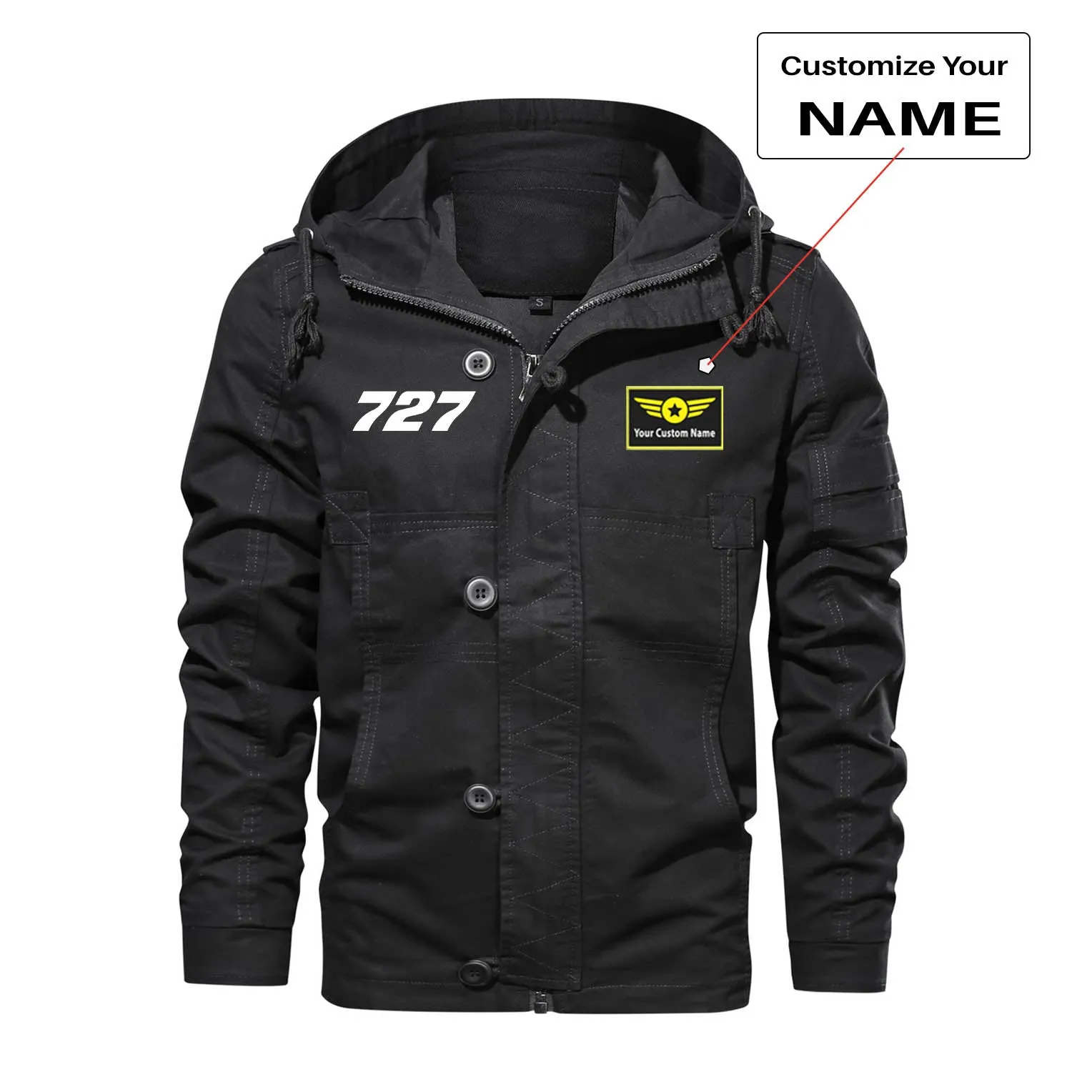 727 Flat Text Designed Cotton Jackets