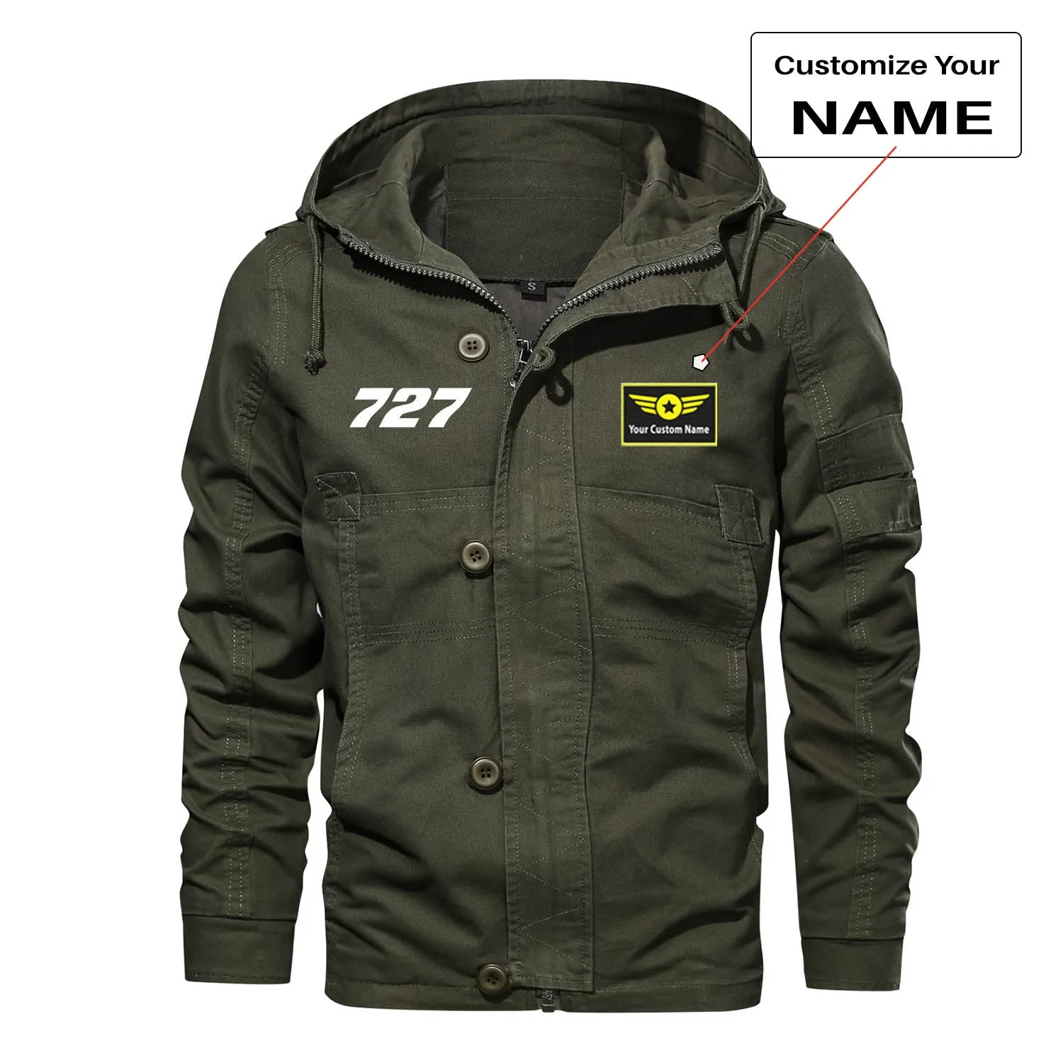 727 Flat Text Designed Cotton Jackets