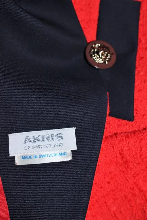 AKRIS "The Butler" JANE FONDA Black & Red Boucle Suit Size 4