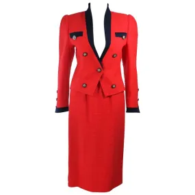 AKRIS "The Butler" JANE FONDA Black & Red Boucle Suit Size 4
