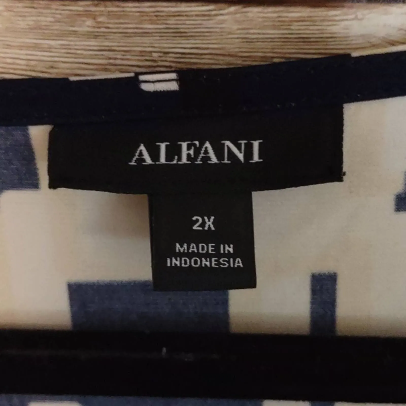 Alfani Geo Print Stretch Tunic Top in Navy