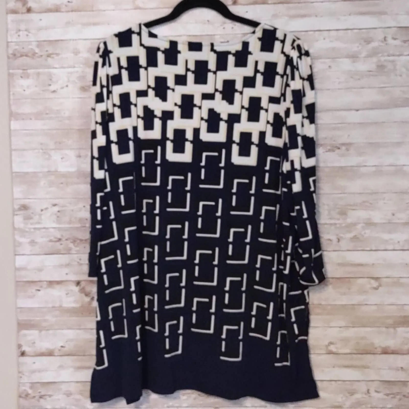 Alfani Geo Print Stretch Tunic Top in Navy