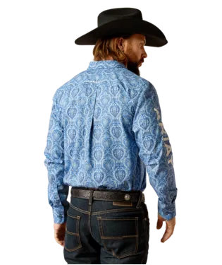Ariat Men's Blue and White Team Kellan Fitted Shirt-10052627