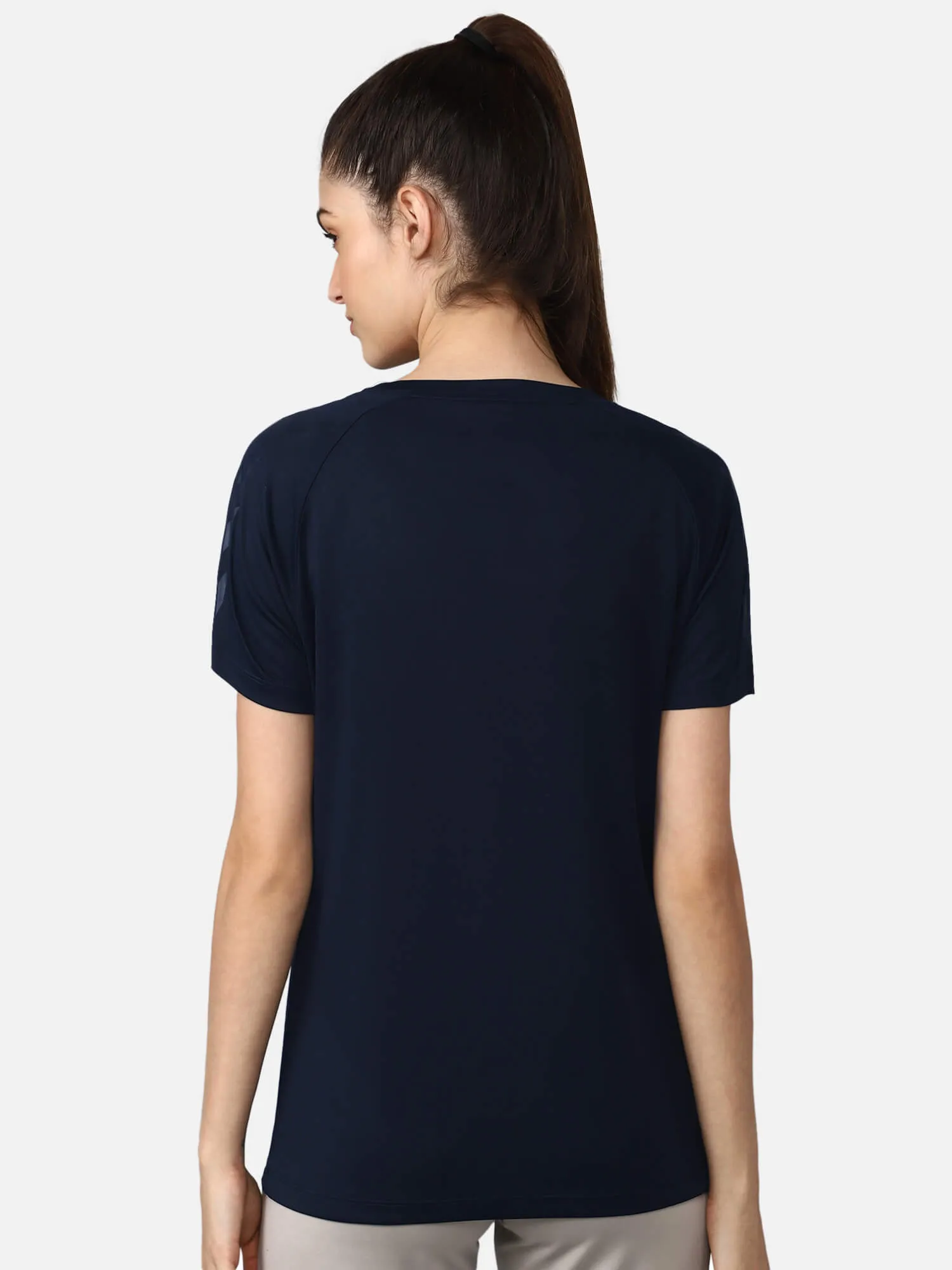 Blue Polyester Womens T-Shirt on Azure Background