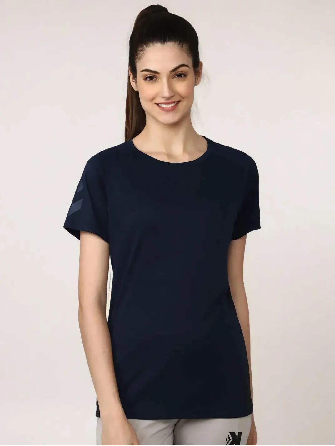 Blue Polyester Womens T-Shirt on Azure Background