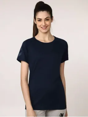 Blue Polyester Womens T-Shirt on Azure Background