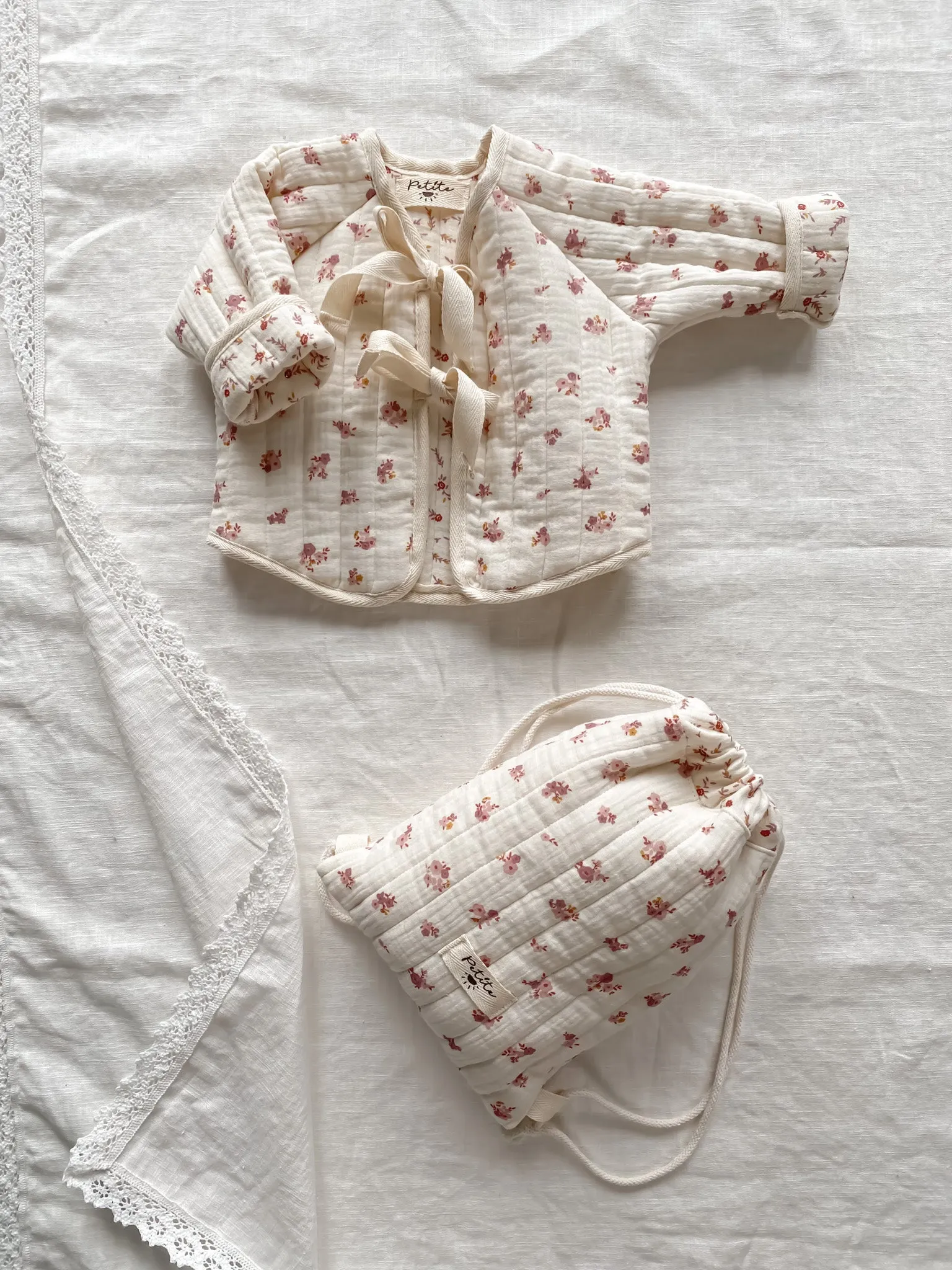 Baby & toddler quilted jacket / rose floral