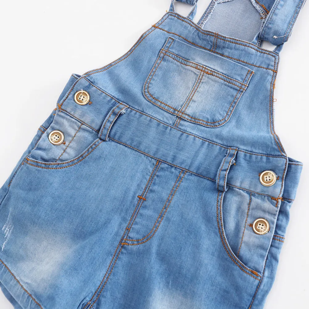 Baby Girl Boy Toddler Summer Denim Jean Shortalls