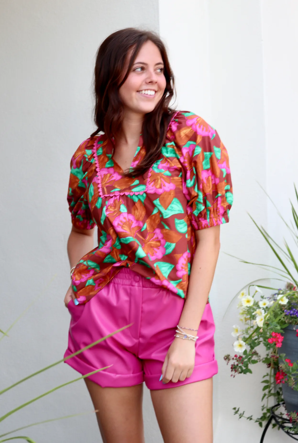 Berry Faux Leather Short