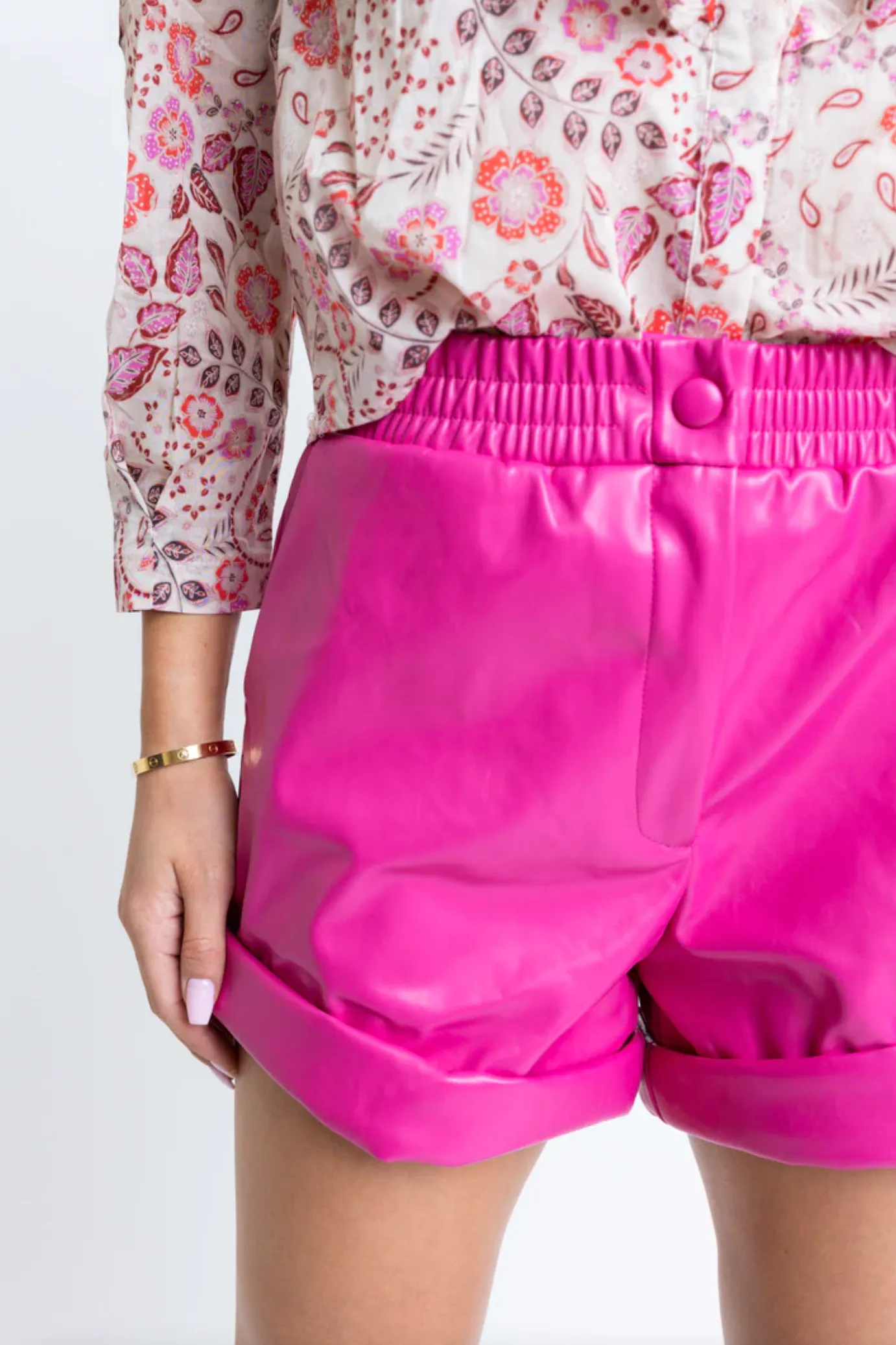 Berry Faux Leather Short