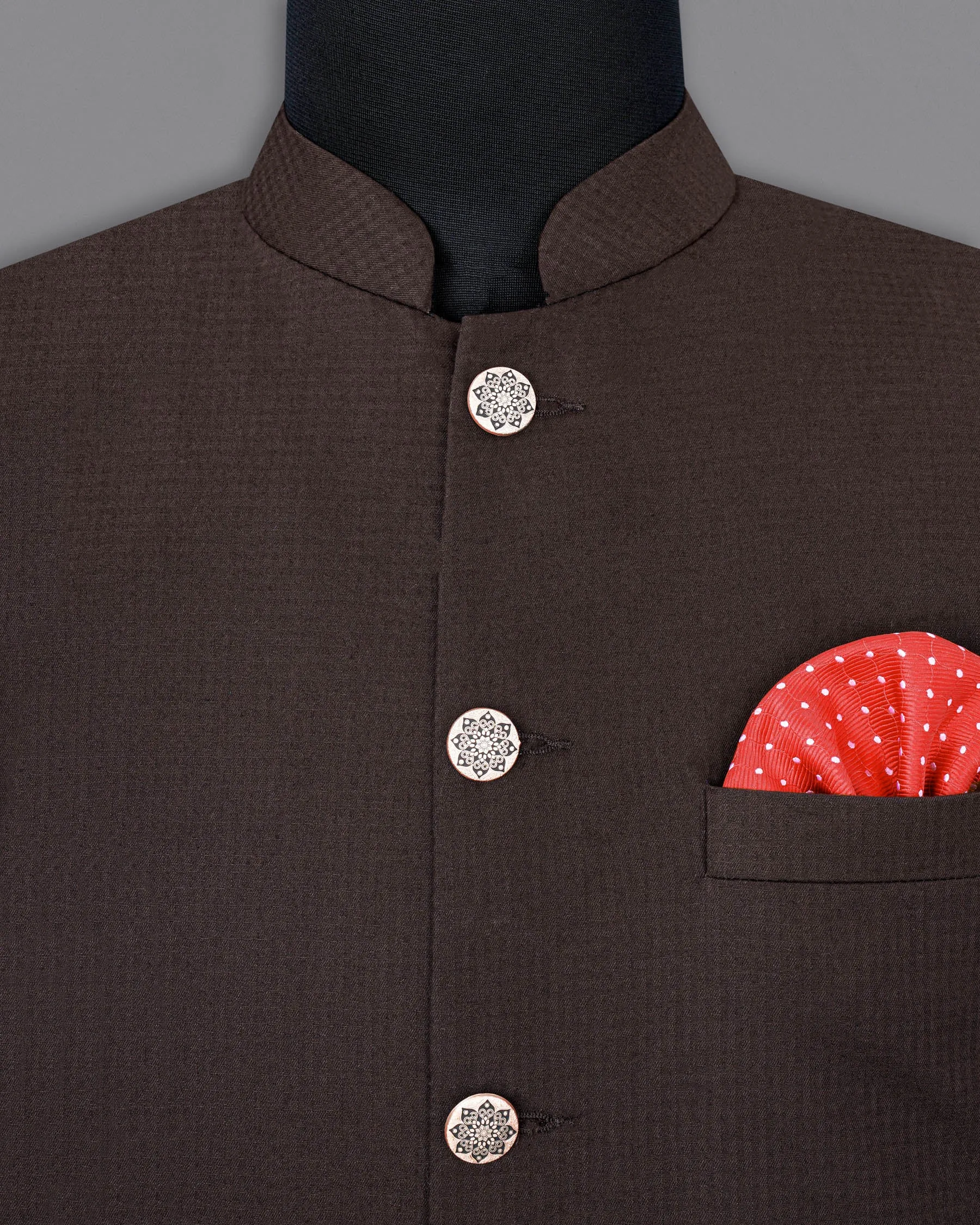 Birch Brown Bandhgala Sports Premium Cotton Suit