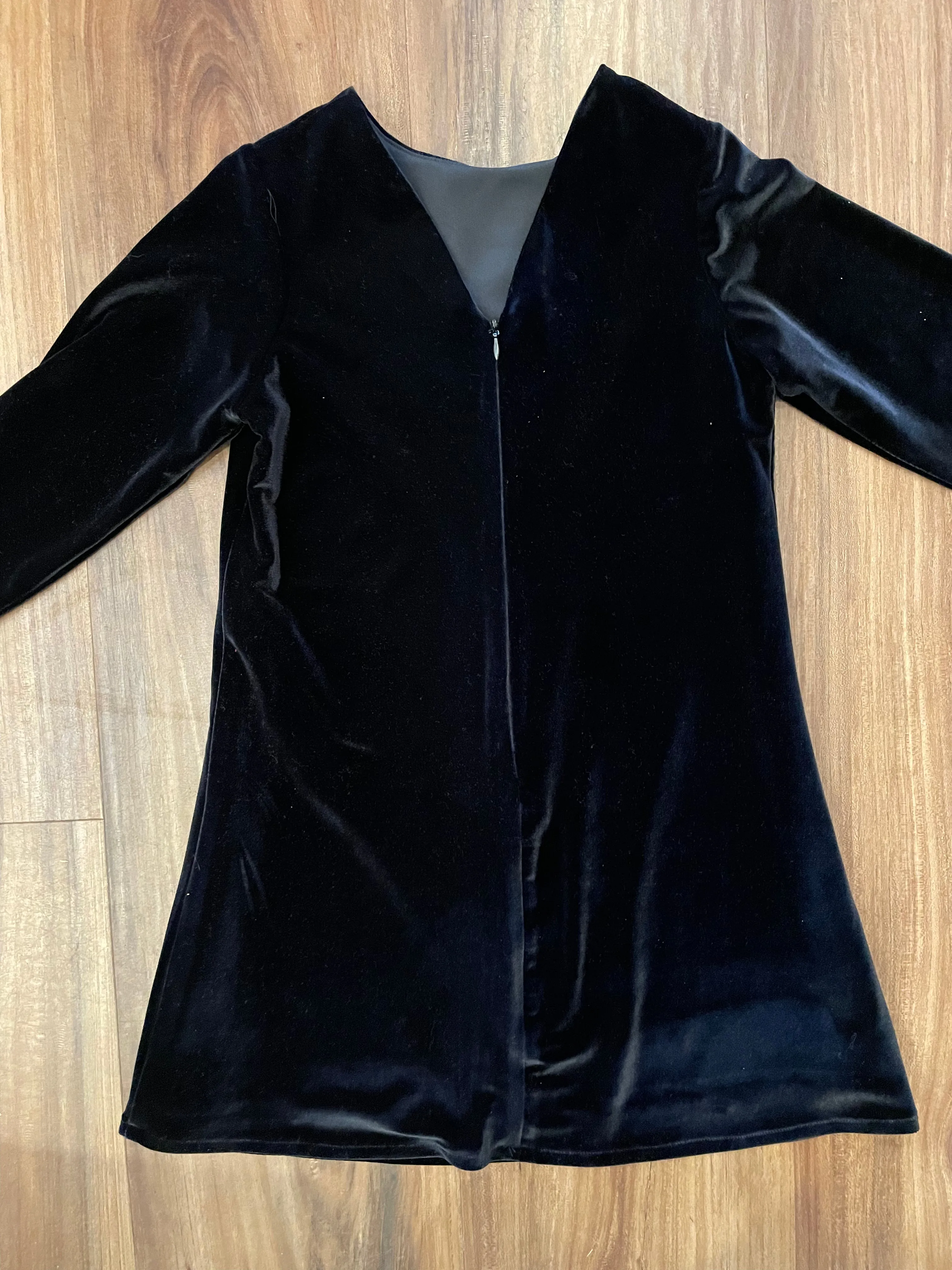 Black Velvet A-line LS Dress