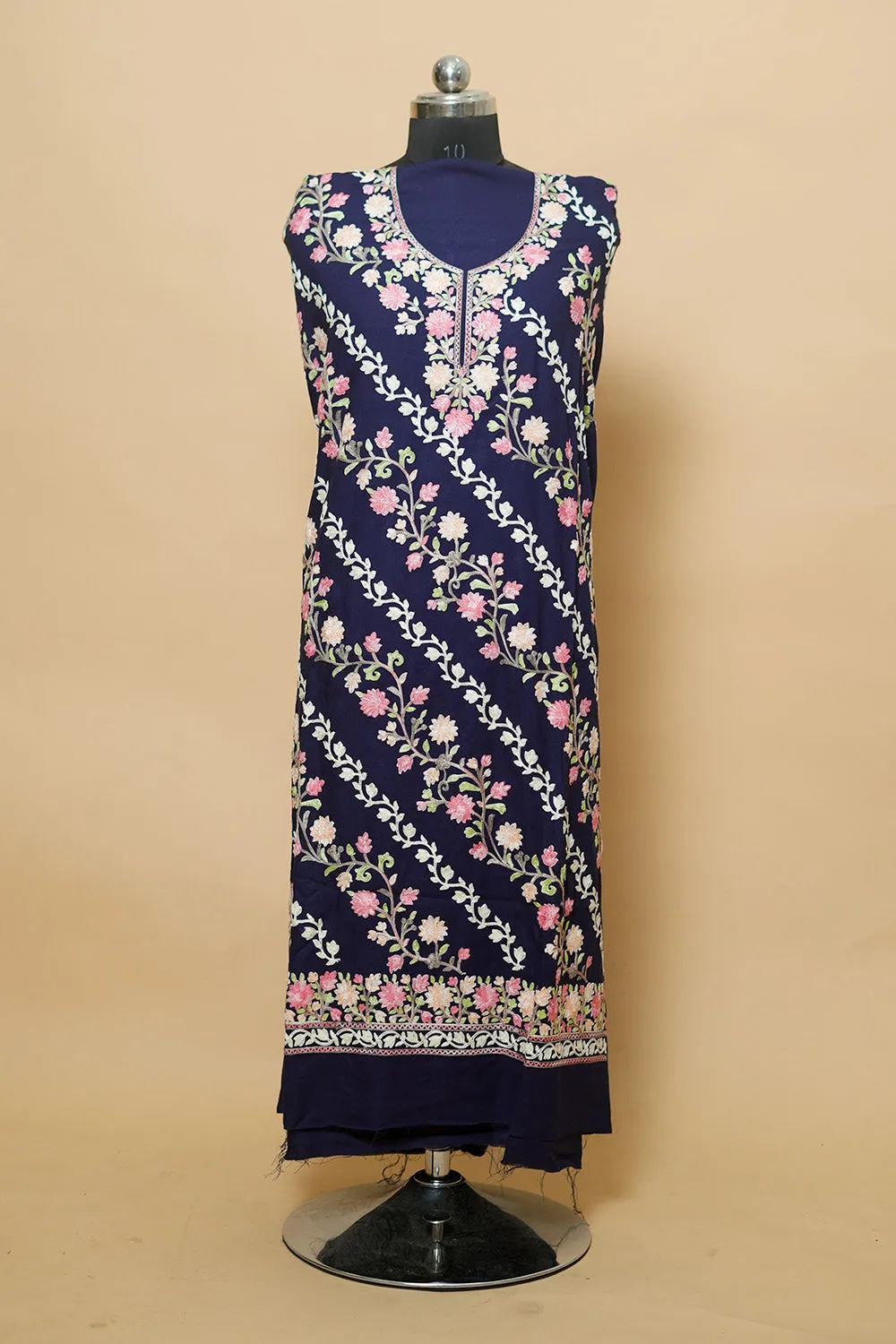Blue Aari Work Salwar Kameez With Chinar Heavy Jaal Pattern And Designer Dupatta.