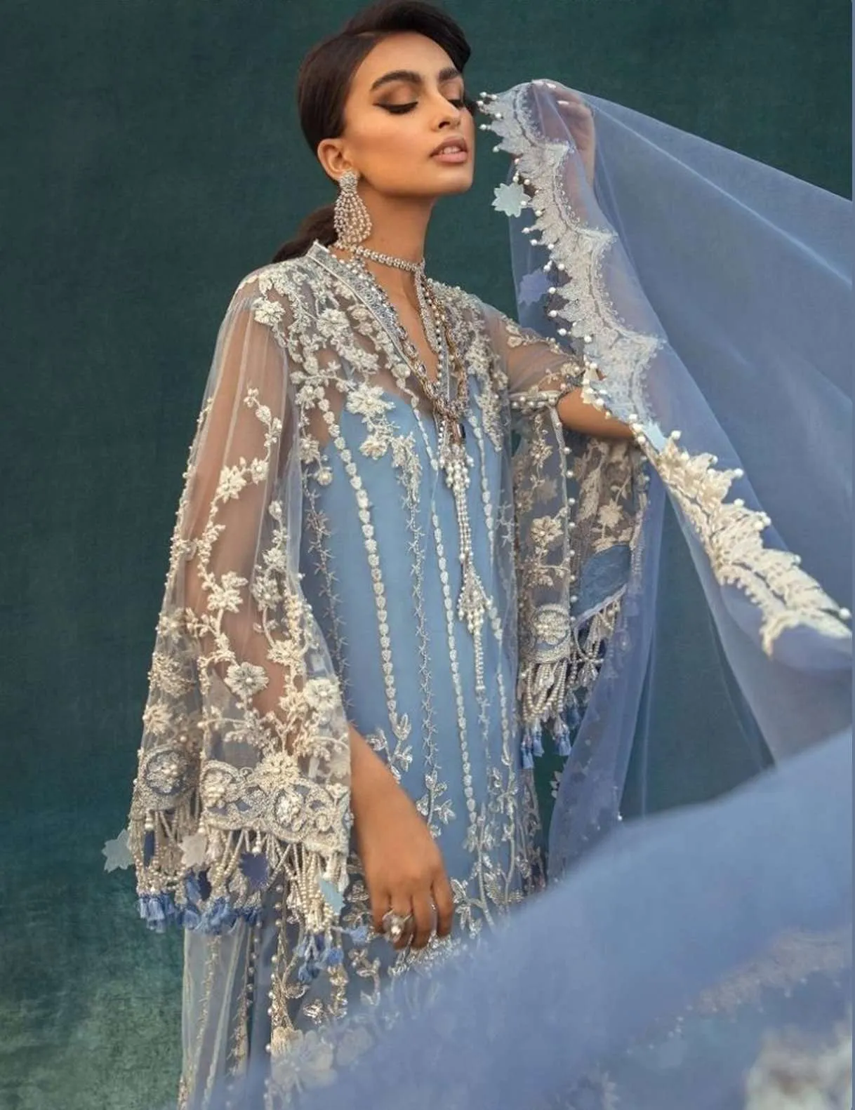 Blue Colour Silver Embroidery Paksitani Style Suits