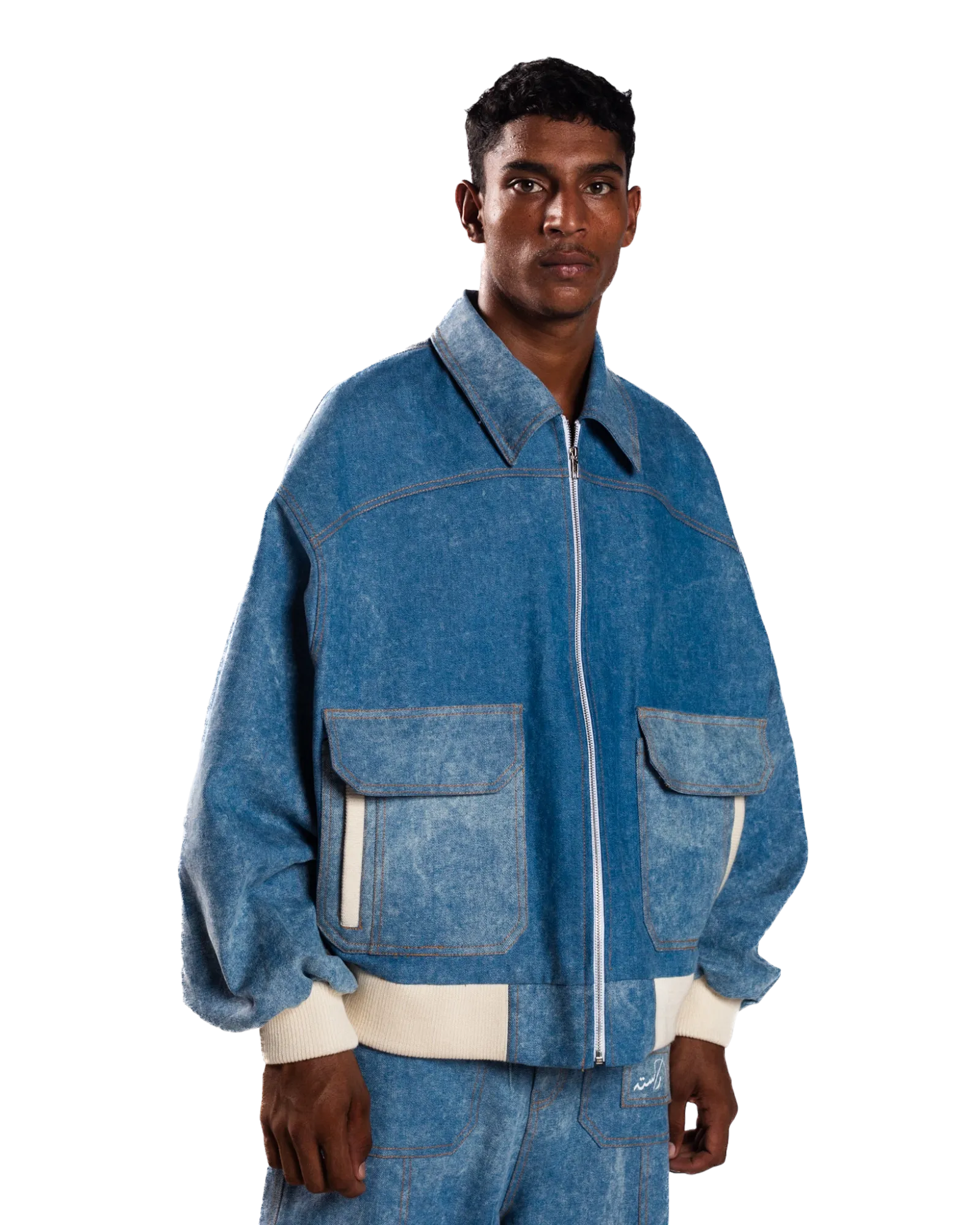 BLUE DENIM BOMBER JACKET