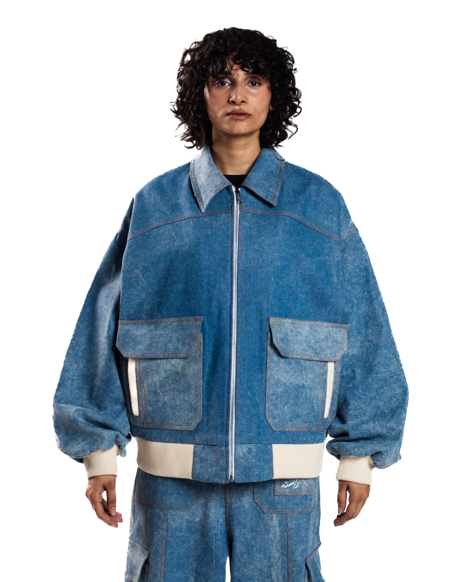 BLUE DENIM BOMBER JACKET