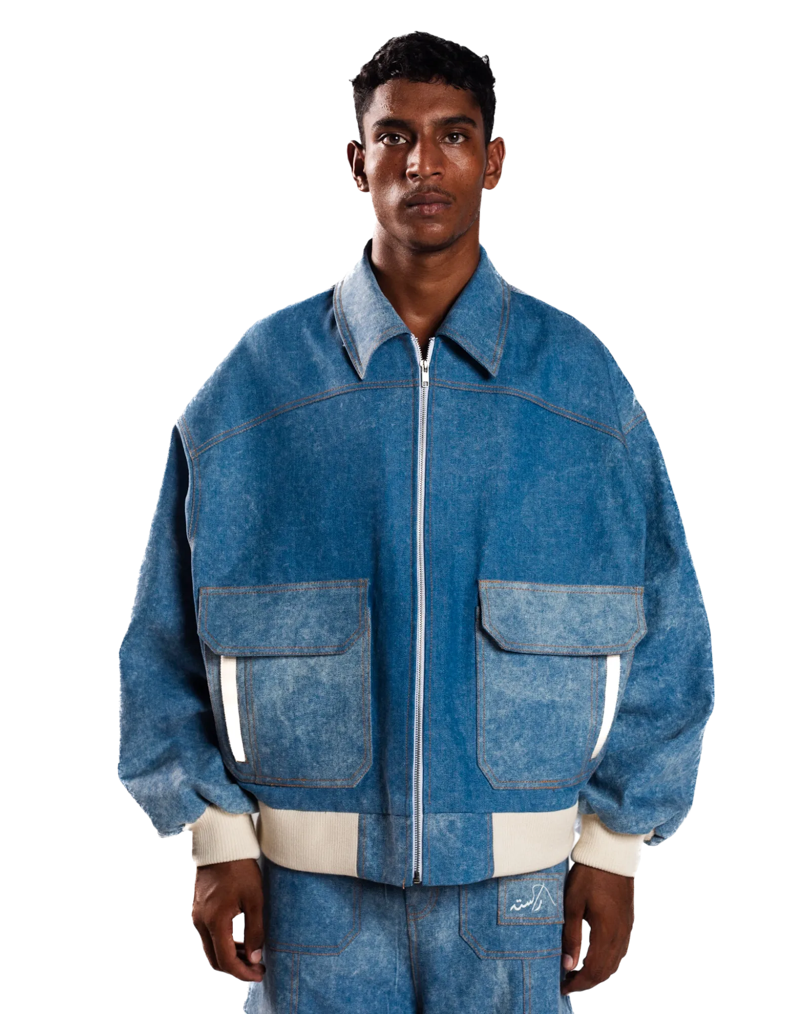 BLUE DENIM BOMBER JACKET