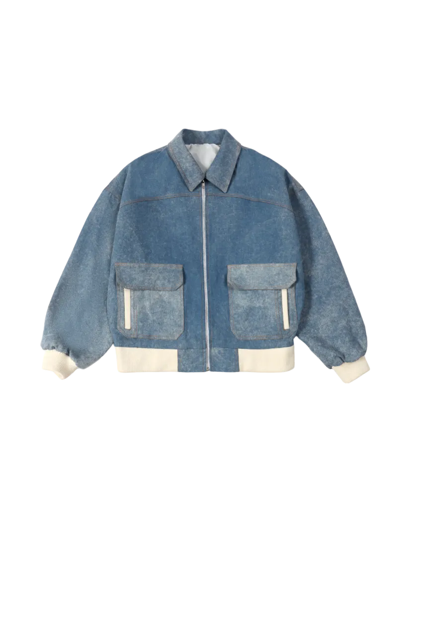 BLUE DENIM BOMBER JACKET