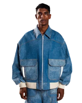 BLUE DENIM BOMBER JACKET