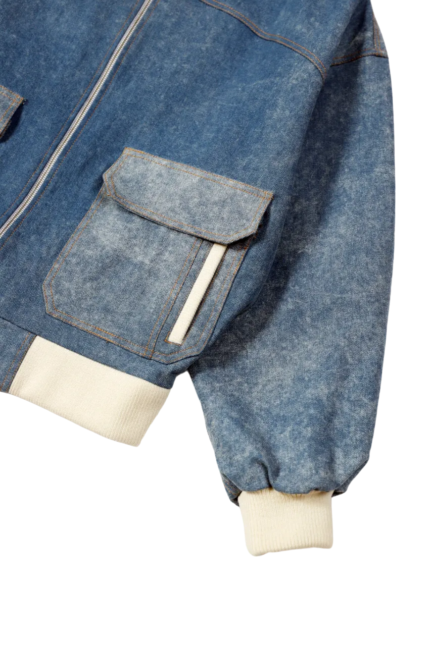 BLUE DENIM BOMBER JACKET