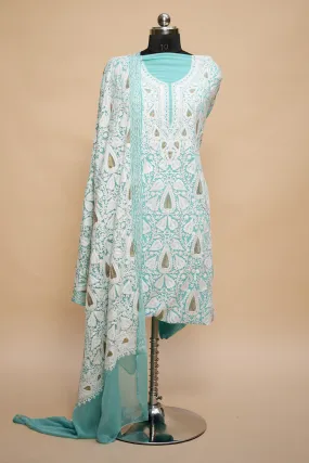 Blue  Georgette Heavy Kashmiri Work Salwar Kameez With Heavy Embroidered Dupatta