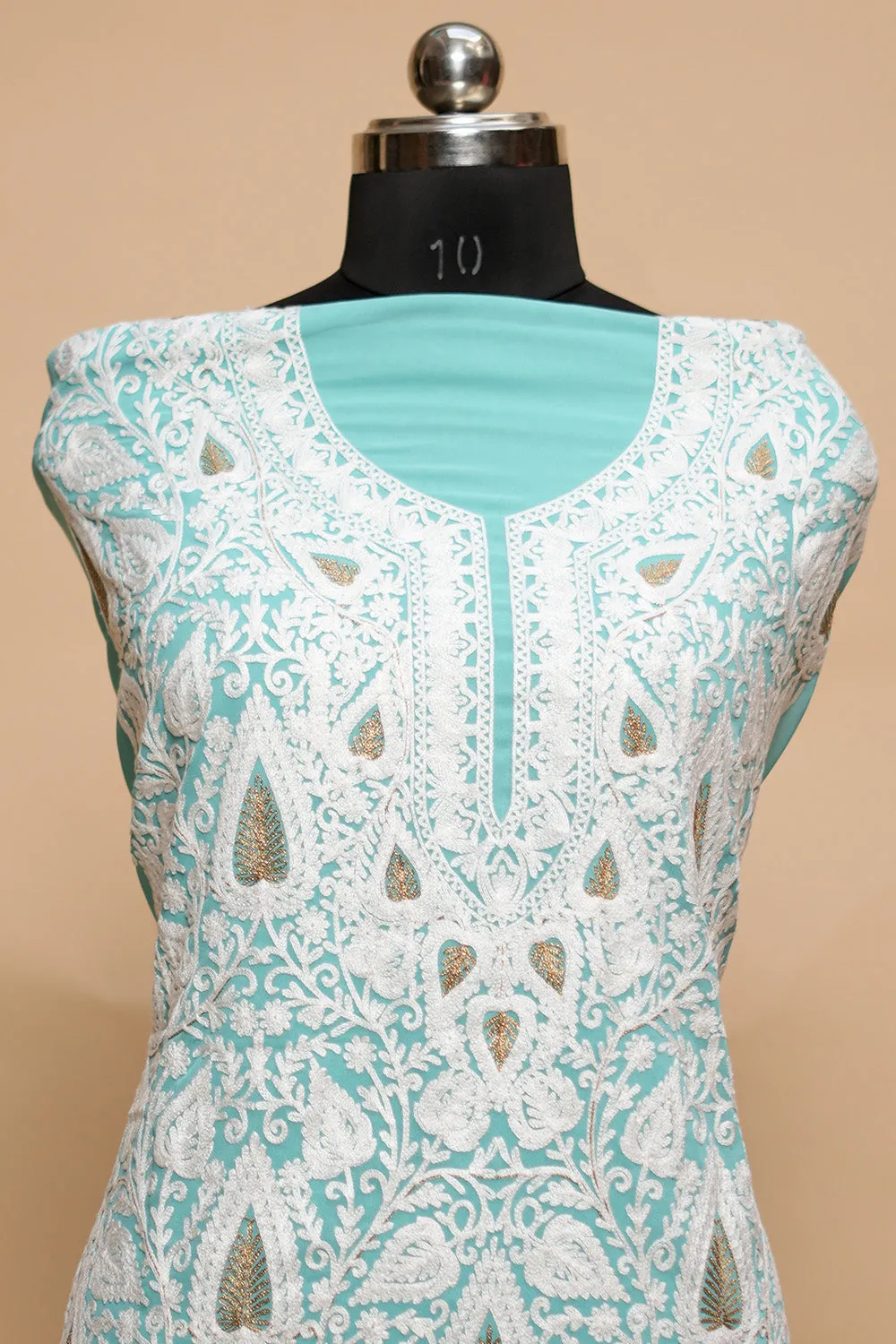 Blue  Georgette Heavy Kashmiri Work Salwar Kameez With Heavy Embroidered Dupatta