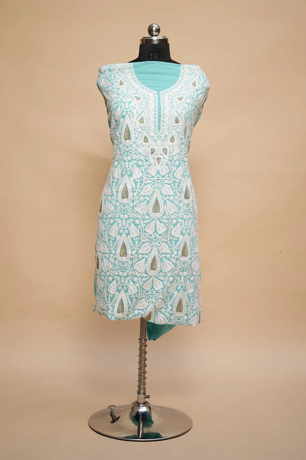 Blue  Georgette Heavy Kashmiri Work Salwar Kameez With Heavy Embroidered Dupatta