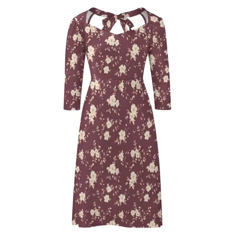 Burgundy Floral Sweetheart Dress for When Fabulous is the Only Option