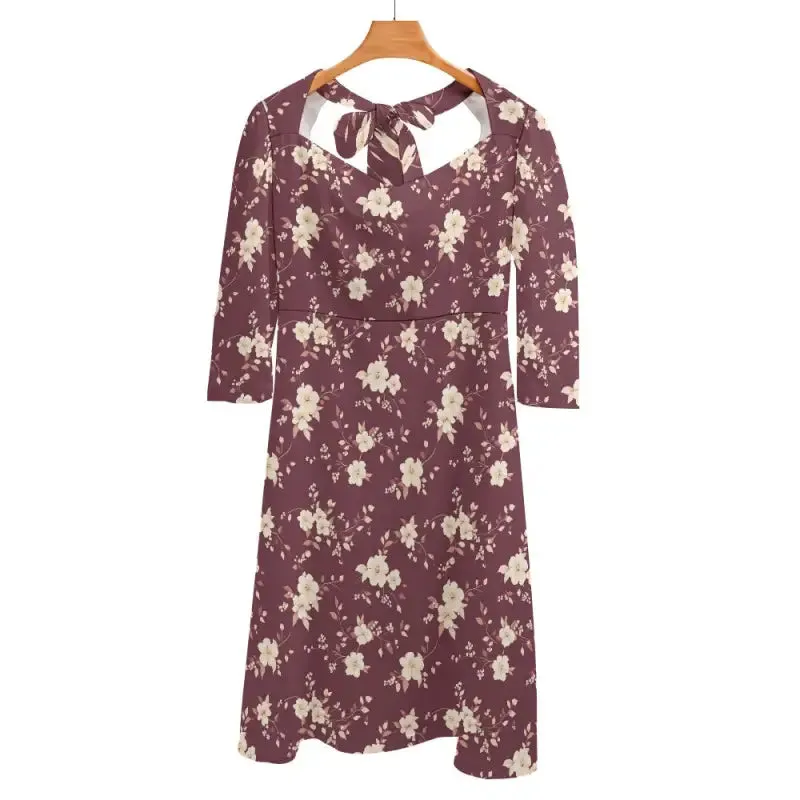 Burgundy Floral Sweetheart Dress for When Fabulous is the Only Option