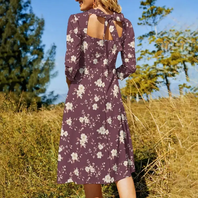 Burgundy Floral Sweetheart Dress for When Fabulous is the Only Option