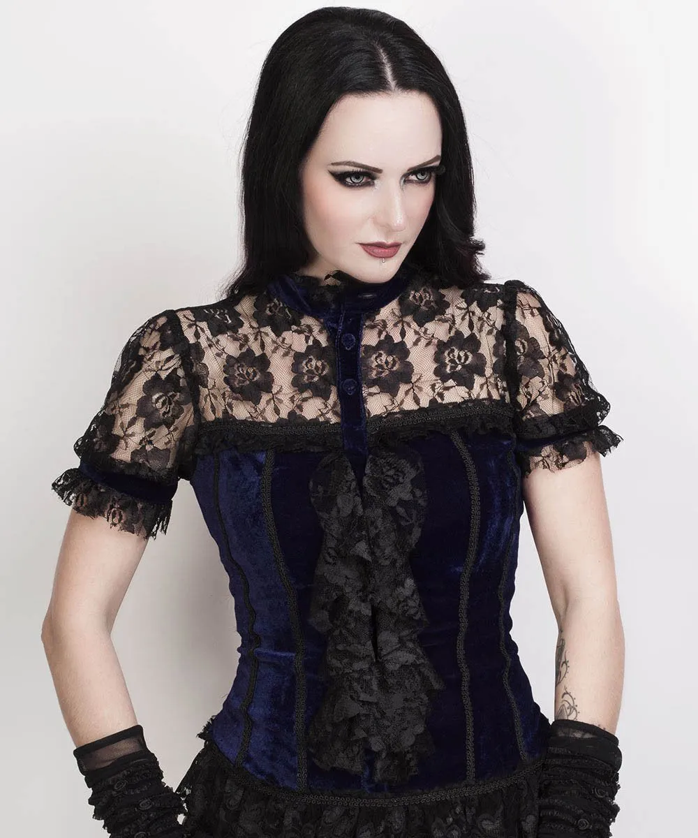 Candace Gothic Top in Blue Velvet
