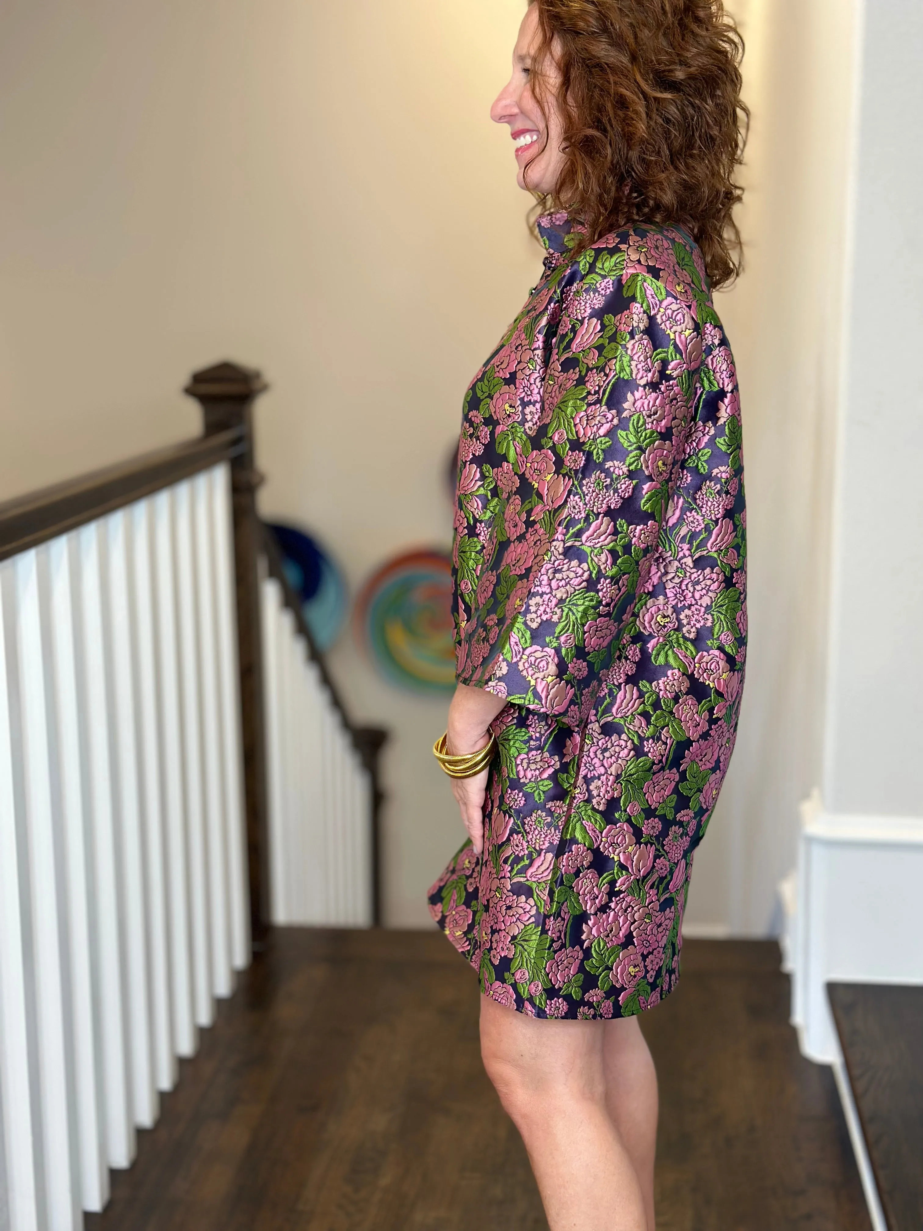 Caryn Lawn Keri Kimono Dress in Blue Floral