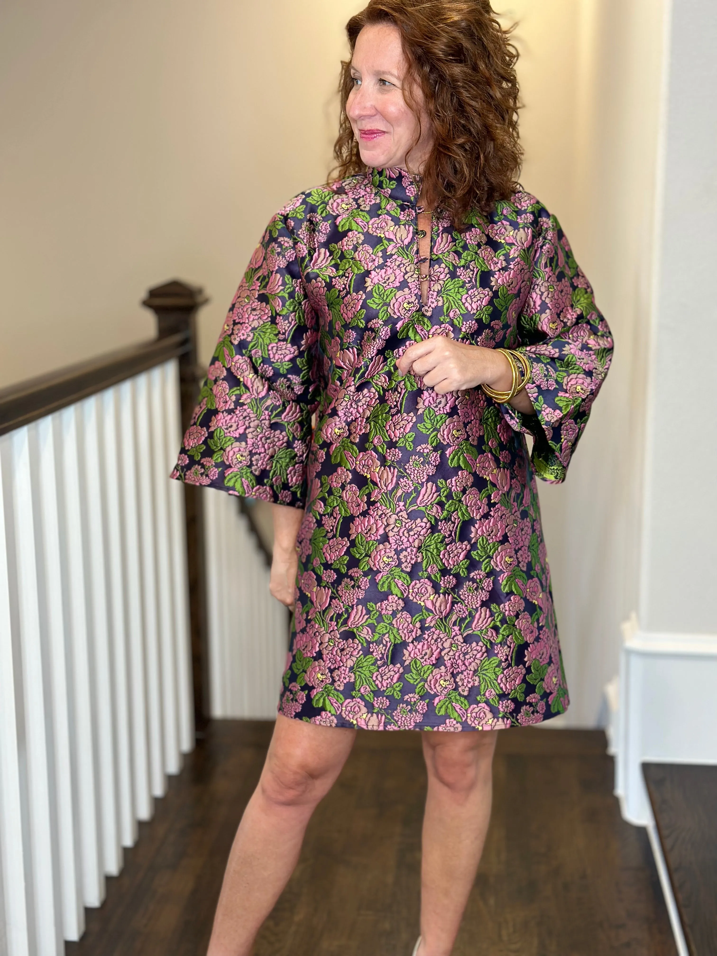 Caryn Lawn Keri Kimono Dress in Blue Floral