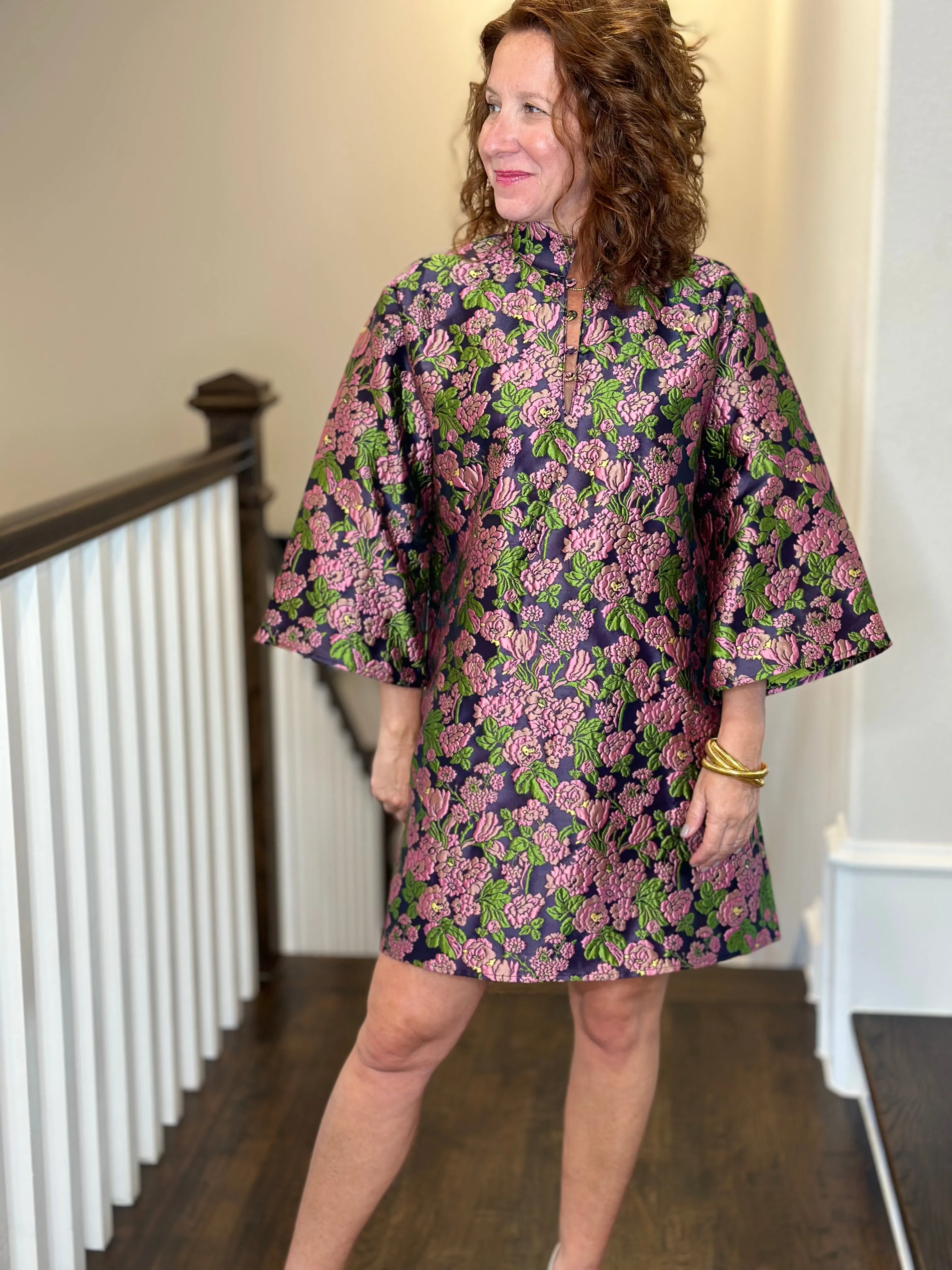 Caryn Lawn Keri Kimono Dress in Blue Floral