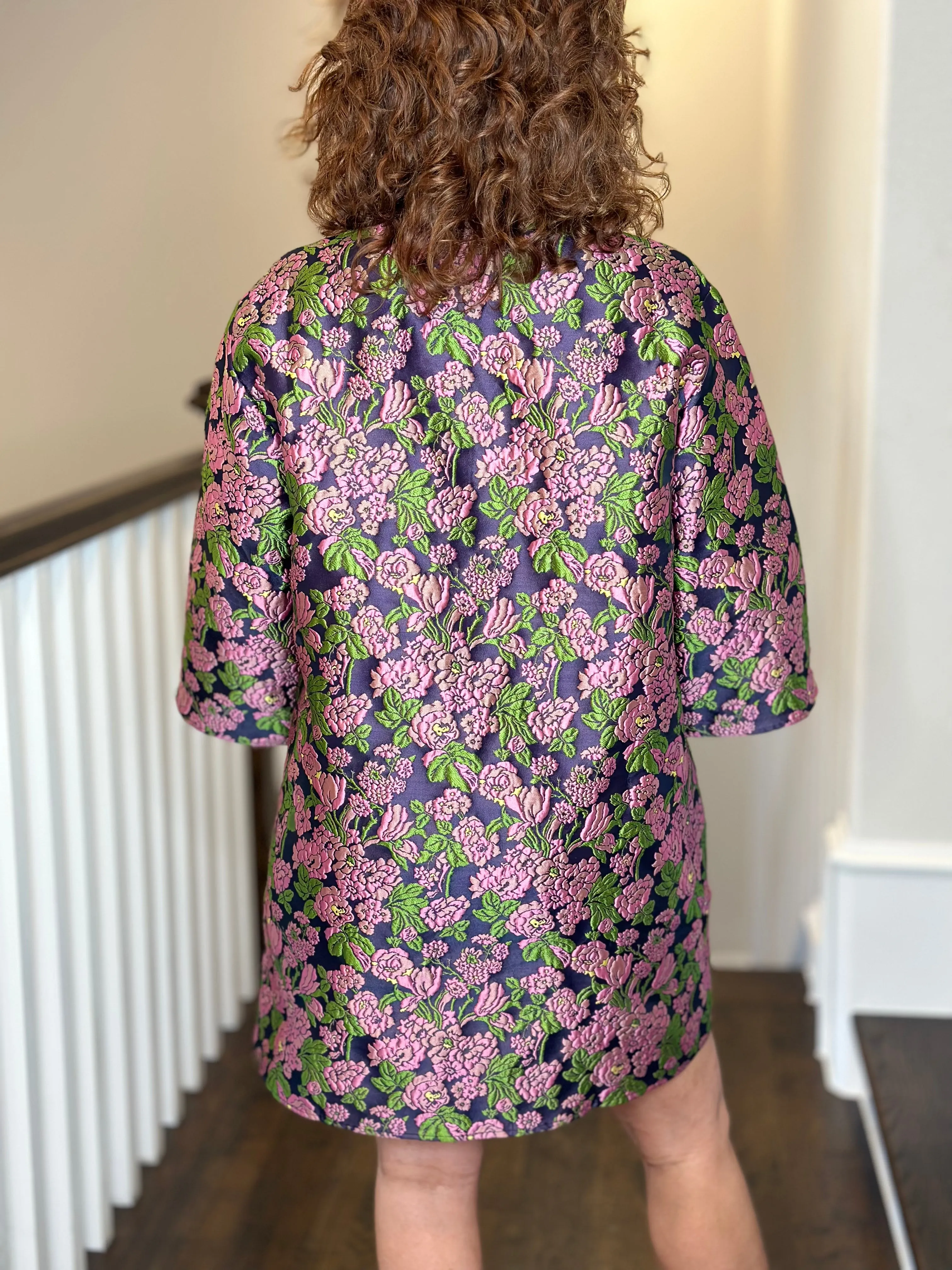 Caryn Lawn Keri Kimono Dress in Blue Floral