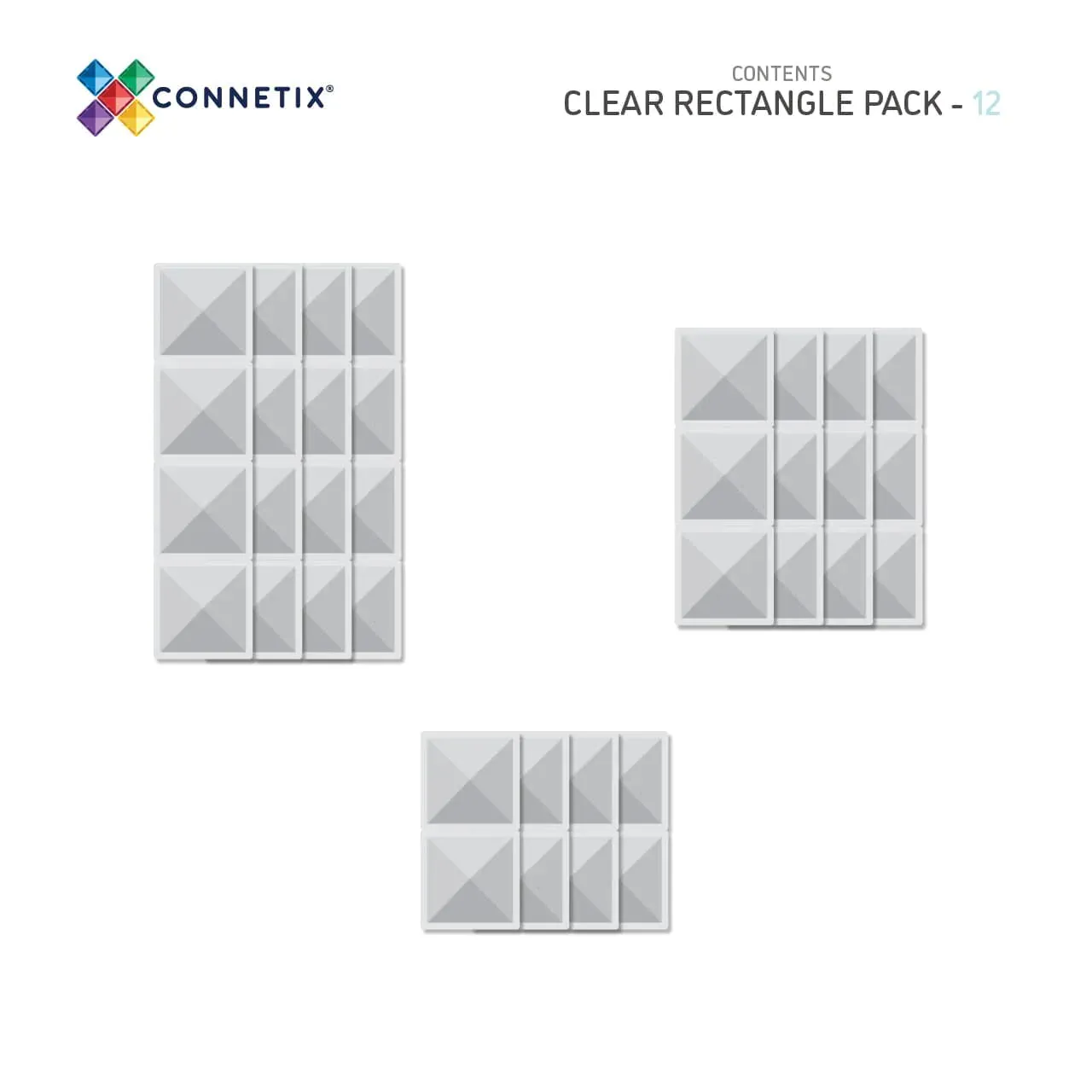 Connetix - Clear Rectangle 12 pc
