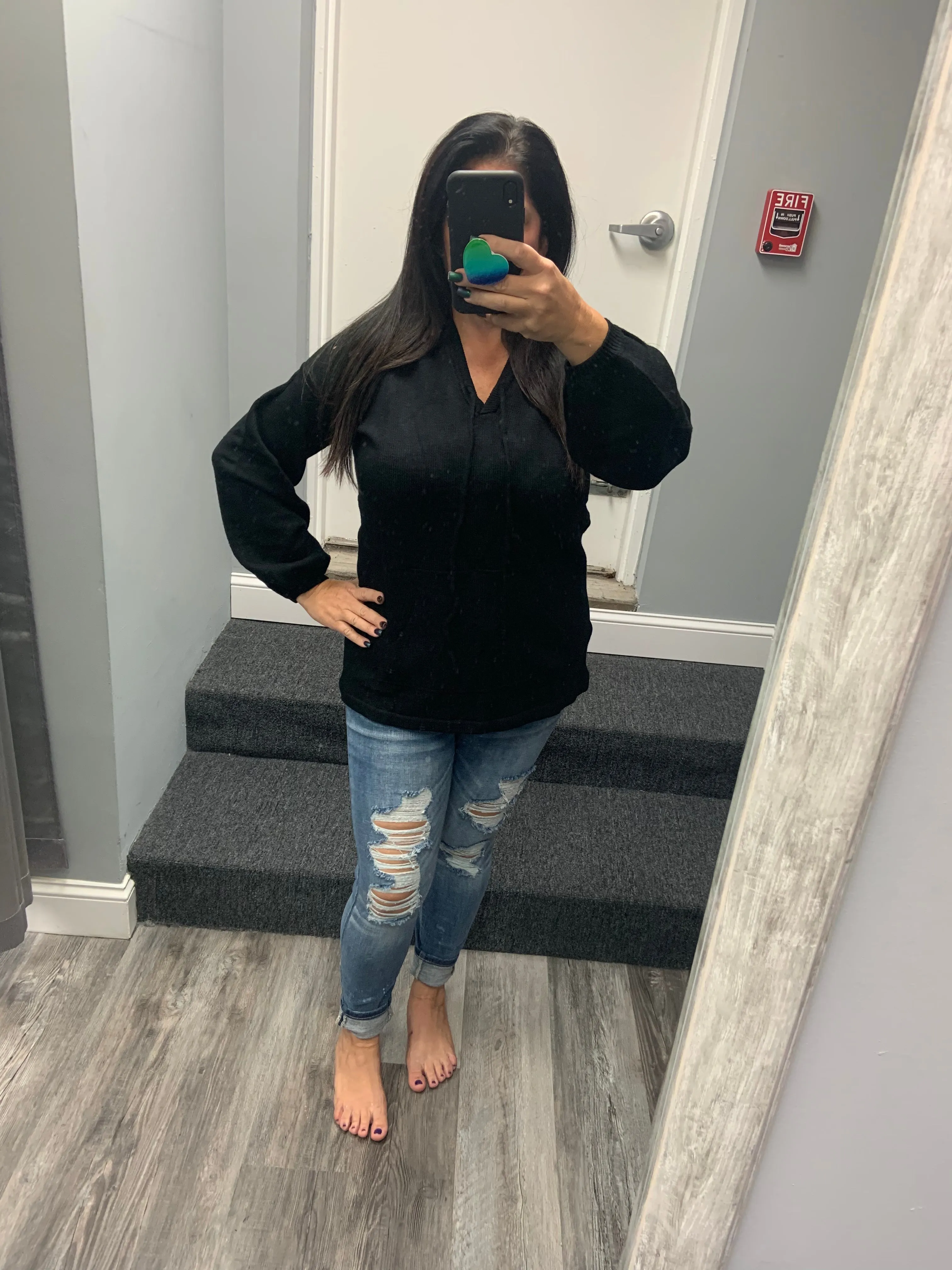 Distressed Black Hoodie with Dance & Marvel Graphic Design