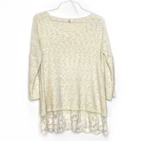 Dylan Womens Size M Cream Soft Sweater Top Lace L/s Pre-Owned