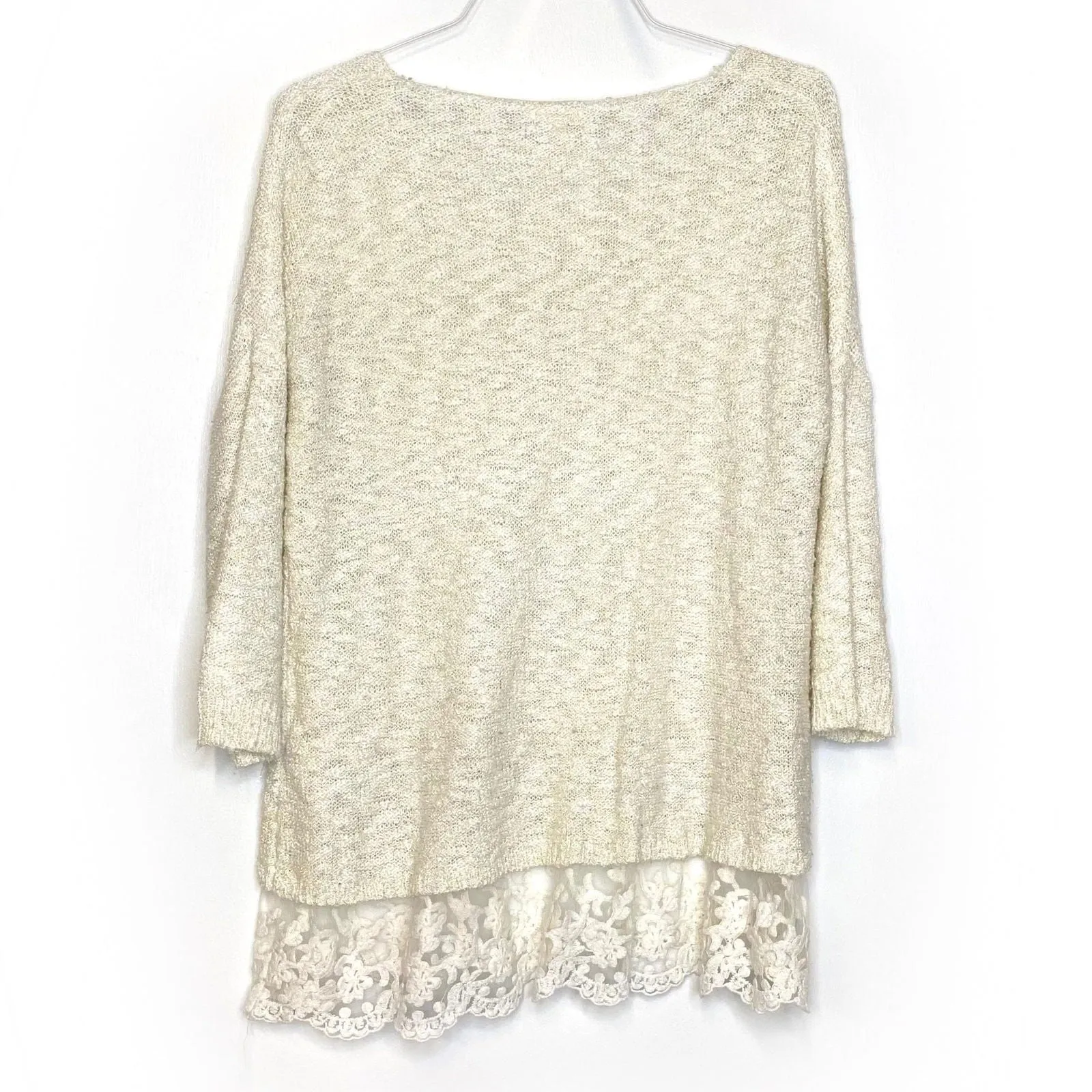 Dylan Womens Size M Cream Soft Sweater Top Lace L/s Pre-Owned