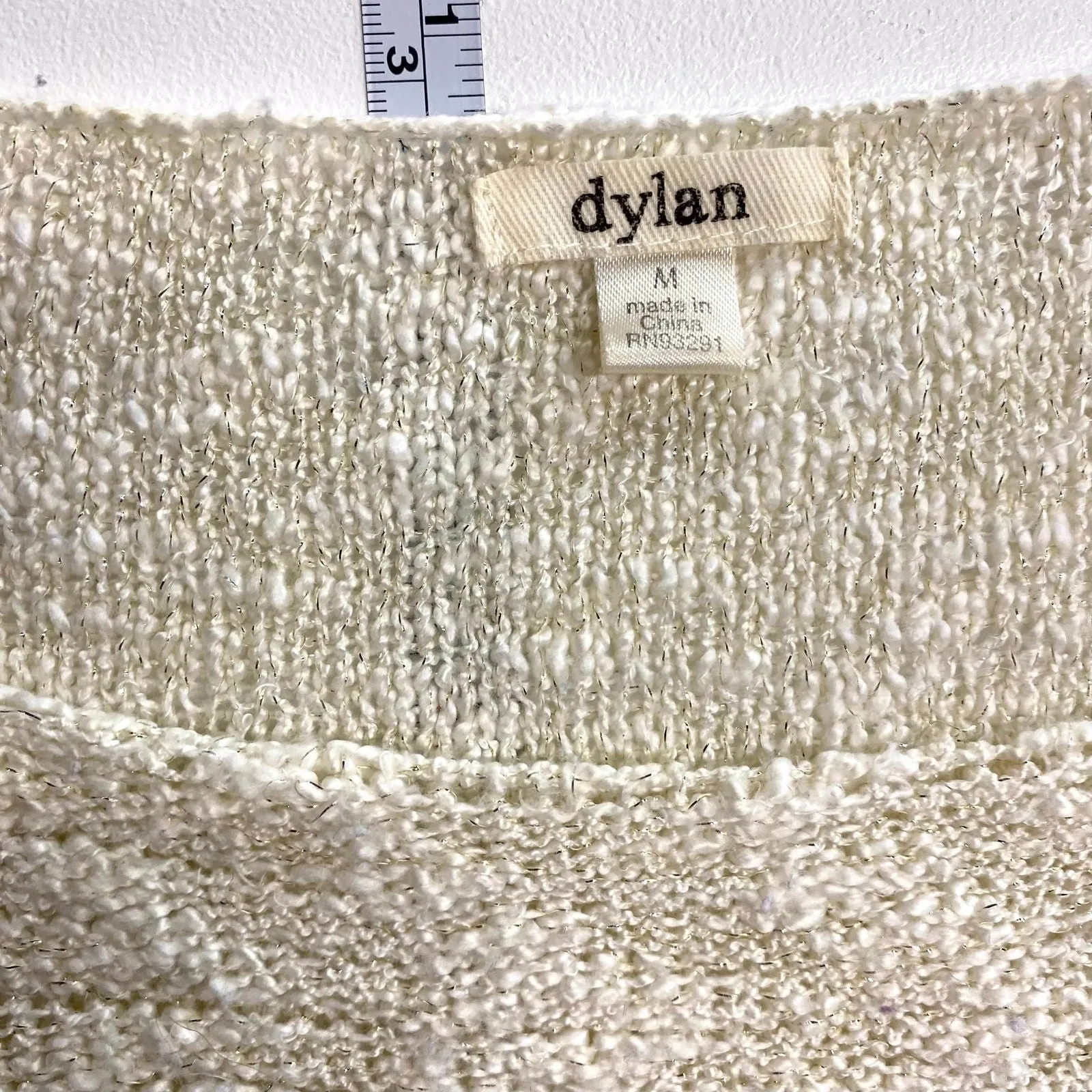 Dylan Womens Size M Cream Soft Sweater Top Lace L/s Pre-Owned