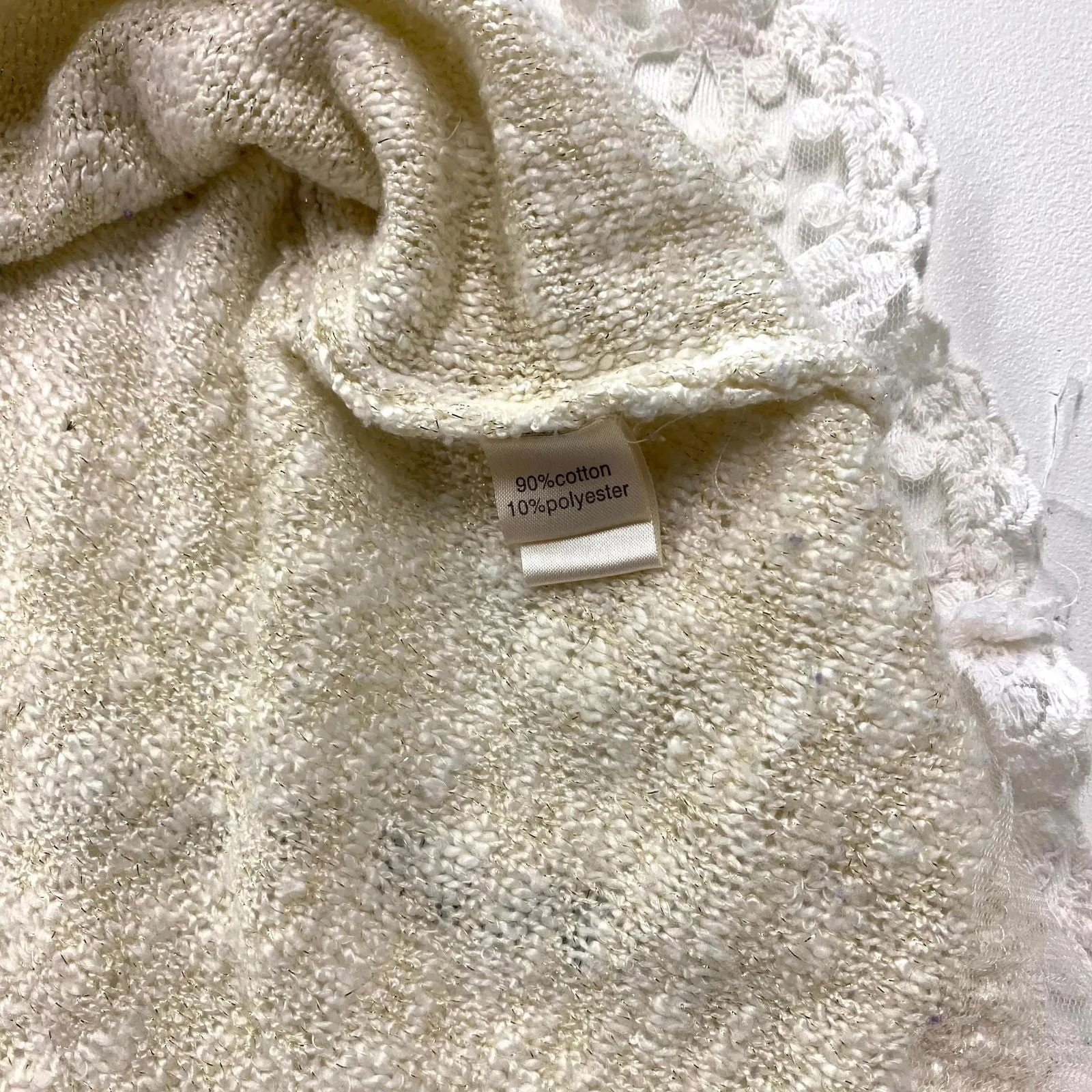 Dylan Womens Size M Cream Soft Sweater Top Lace L/s Pre-Owned