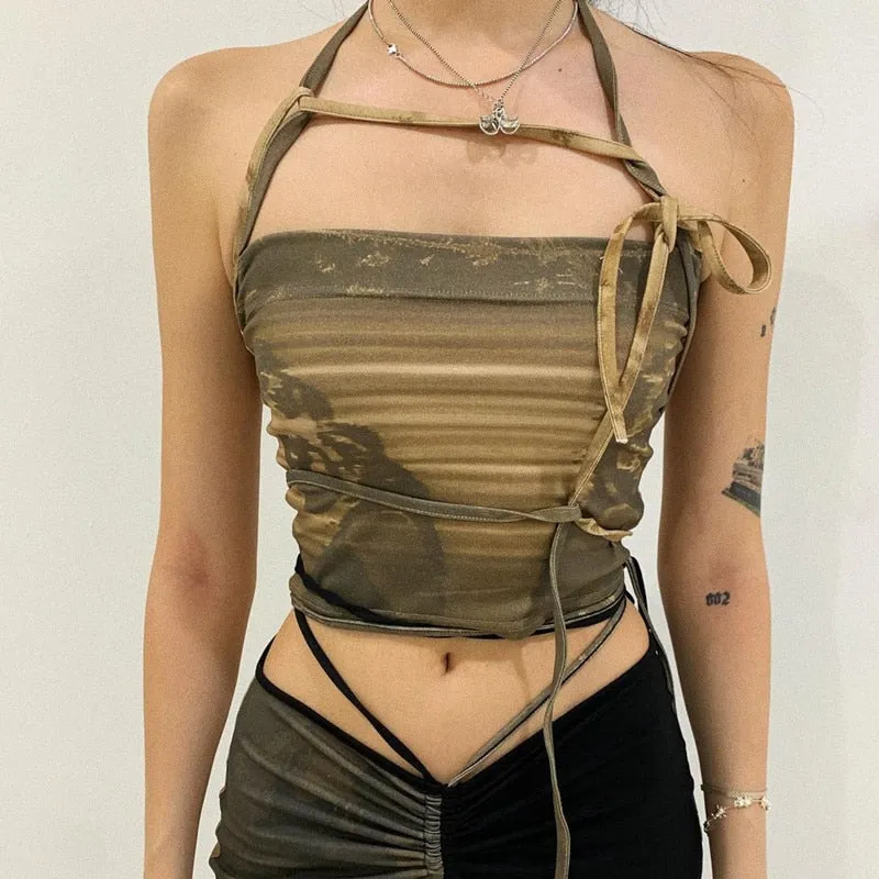 Fairy Grunge Bandage Crop Tops Grün