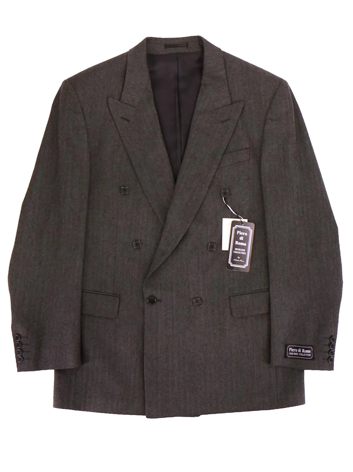Forties Look Dark Grey Herringbone Wool Suit