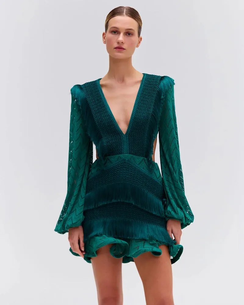 Fringe Cutout Mini Dress