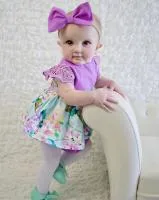 Girls Floral Romper Dress & Headband Set