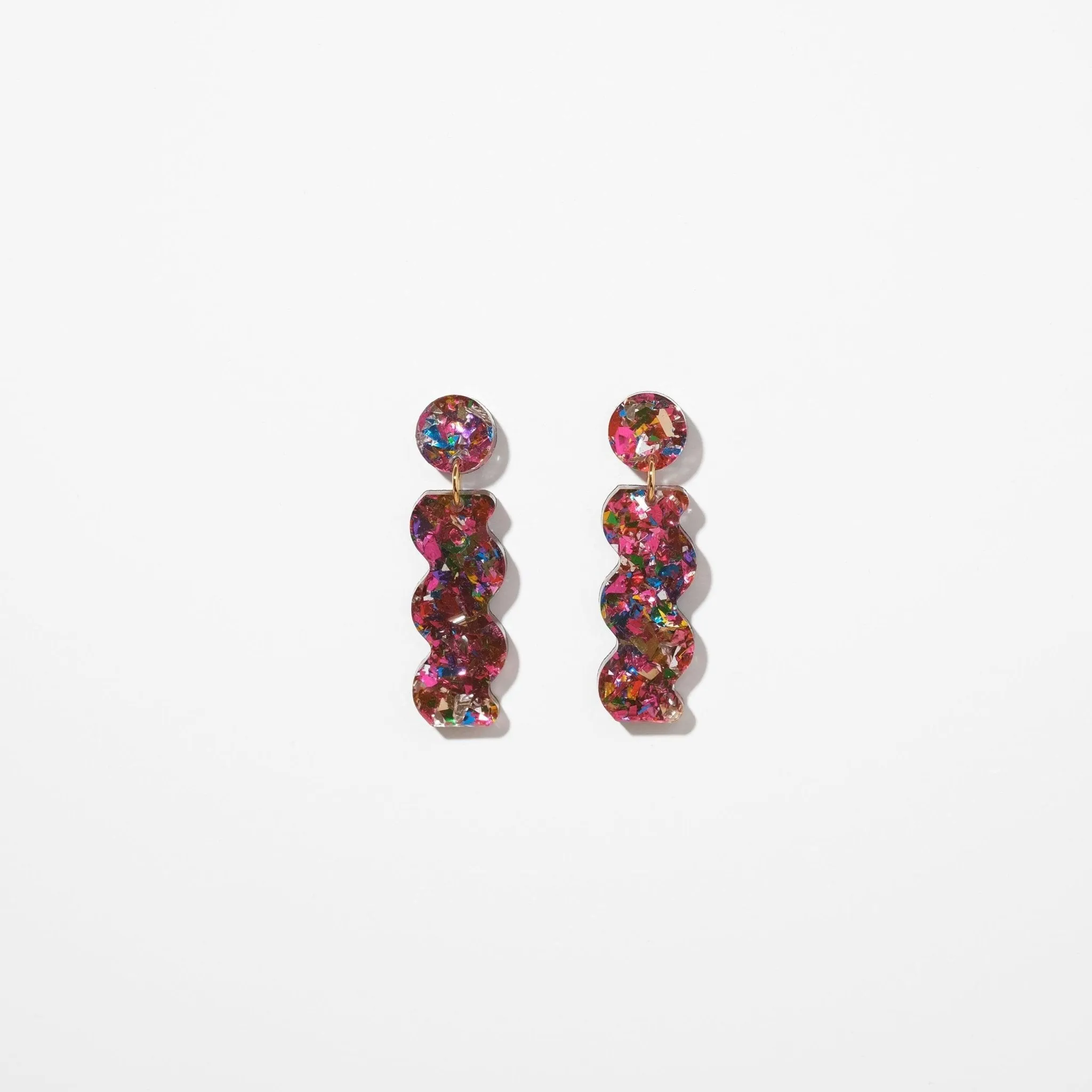 glitter squiggle earrings