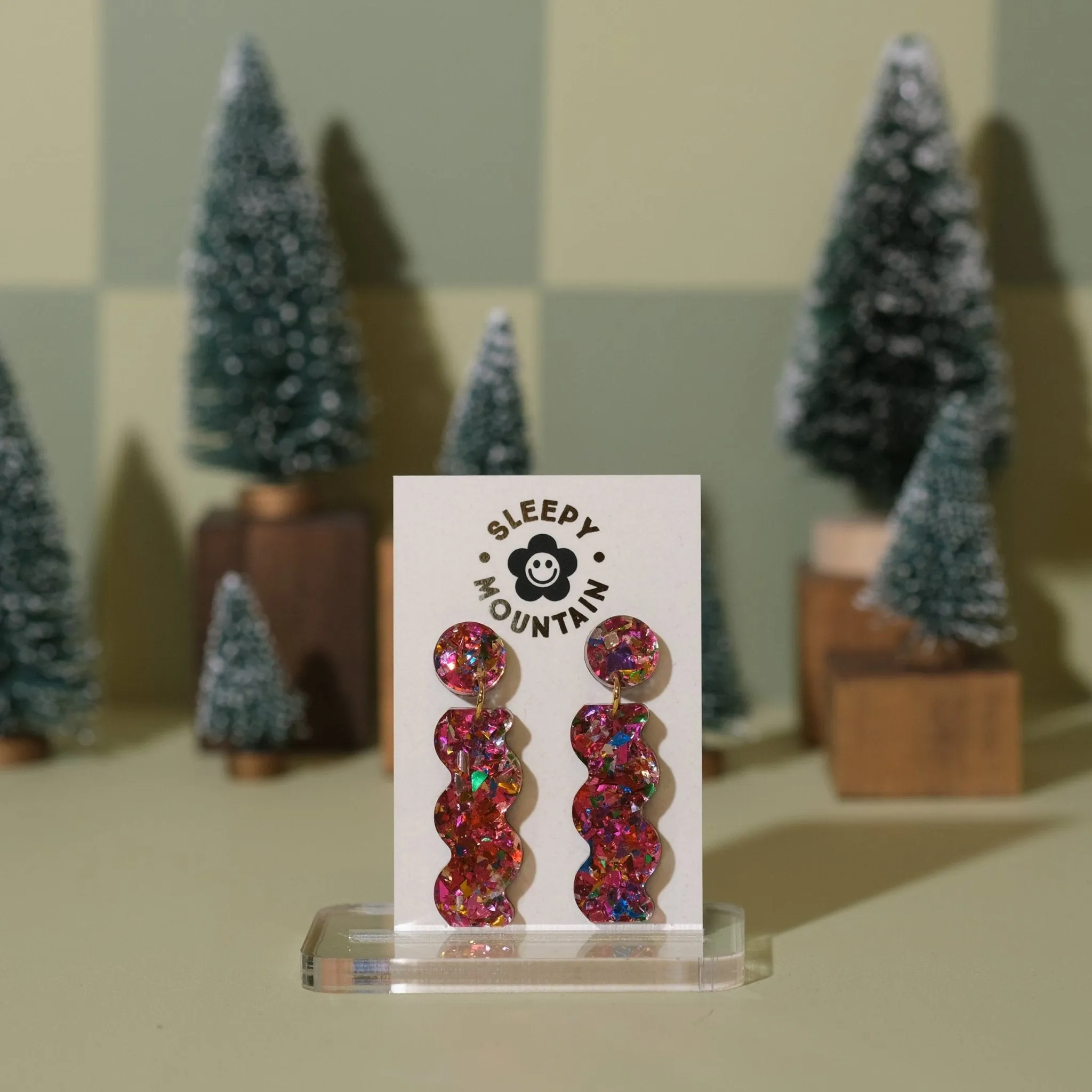 glitter squiggle earrings