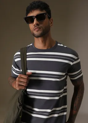 Grey Stripped Regular T-shirt
